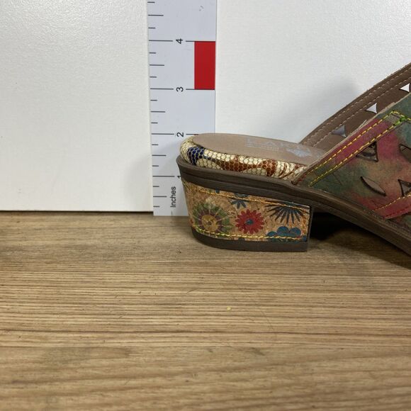 Spring Step L'Artiste Shoes Womens Size 36 Floral Cut Out Slip On Mules Colorful - Picture 10 of 12